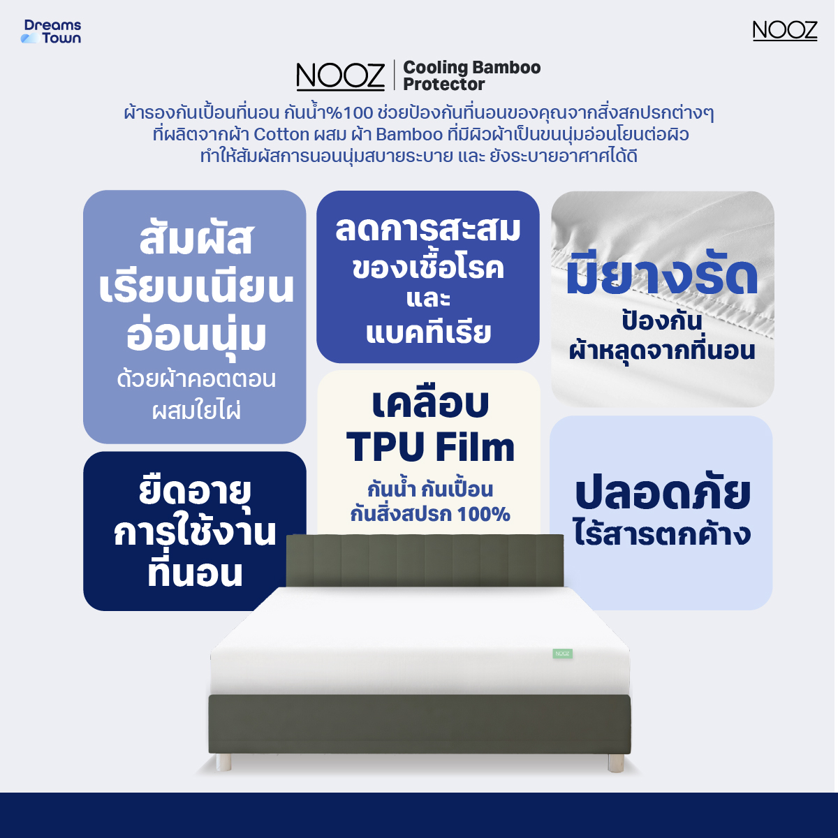 ผ้ารองกันเปื้อน 3.5 ฟุต NOOZ รุ่น COOLING BAMBOO_5